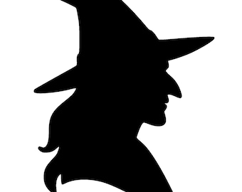 Witch Silhouette svg png eps dxf and pdf | Halloween Decor Witch Head Profile Cut File | Cricut & Silhouette Vector Design