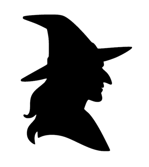 Witch Silhouette svg png eps dxf and pdf | Halloween Decor Witch Head Profile Cut File | Cricut & Silhouette Vector Design