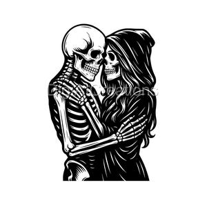 Skeleton Lovers Embrace SVG | Gothic Skeleton Couple Vector | Romantic Skull Clipart for Tattoos & Cricut