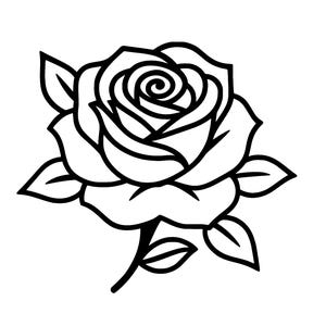 Minimalist Rose SVG, Black and White Flower Outline, Simple Rose Clipart for Cricut & Silhouette, Floral Vector png eps pdf svg files