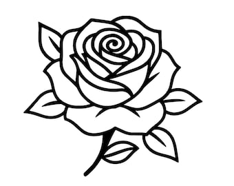 Minimalist Rose SVG, Flower Outline Clipart (Digital Download)