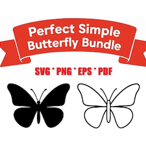 Perfect Simple Butterfly SVG Bundle | Includes Both Solid & Outline Simple Butterfly Cut Files | Cricut Silhouette Vector, svg png eps pdf