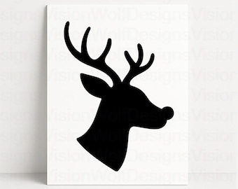 File SVG/Silhouette natalizia a strati con testa di renna Rudolph (download digitale)