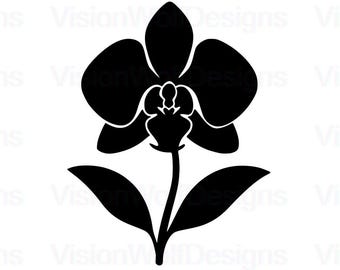Silhouette perfetta di un fiore di orchidea / Linea artistica floreale minimalista / Clipart di orchidee, Cricut, Silhouette, Adesivi, Stampe / svg png eps dxf pdf