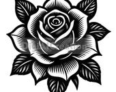 Bold Black & White Rose Tattoo Vector (Digital svg, png, eps, pdf)