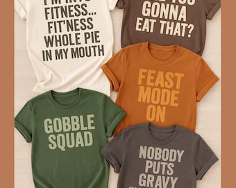 Pacchetto PNG divertente per il Ringraziamento / Modalità festa attivata, Gobble Squad, Lo mangerai?, Torta intera fitness, Sugo nell'angolo