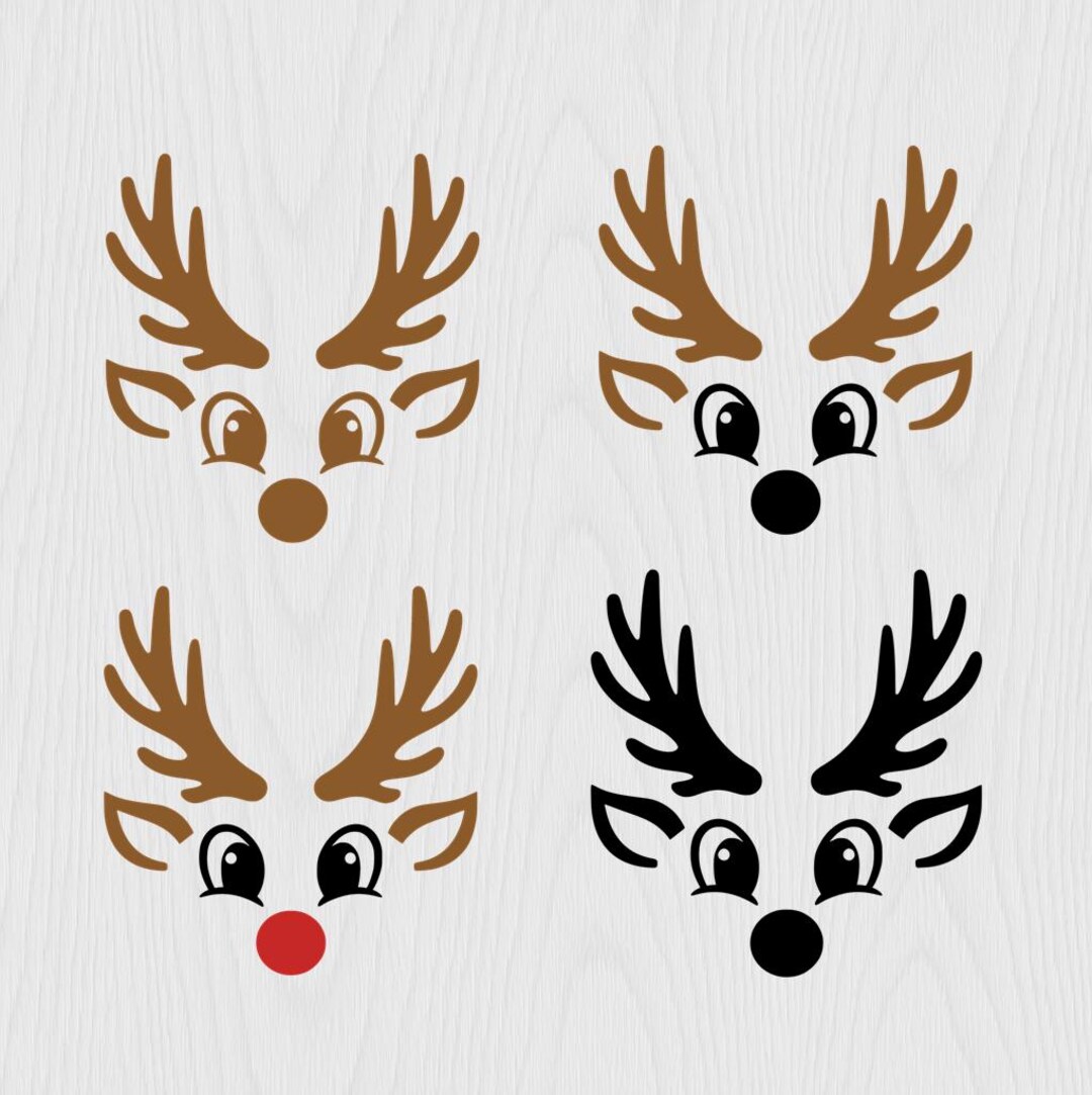 Reindeer Face SVG PNG Bundle | Rudolph Christmas Cut Files (digital ...