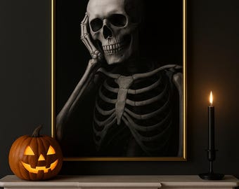 Decorazione murale con scheletro gotico: sublimazione di decorazioni di Halloween malinconiche (download digitale)