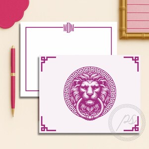 Téléchargement de papeterie numérique à monogramme inspiré de la sororité Phi Mu ; Cartes de correspondance imprimables BCBG et classiques