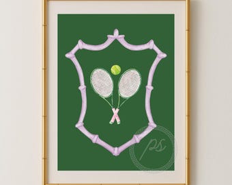 Racchetta da tennis Preppy Crest; Decorazione murale e poster stampabile