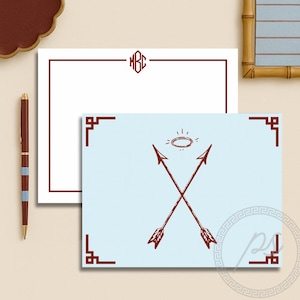 Téléchargement de papeterie numérique monogrammée inspirée de la sororité Pi Beta Phi ; Cartes de correspondance imprimables BCBG et classiques