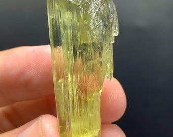 Yellow Fluorescent Kunzite Crystal Specimen: Natural Etched Gemstone, Afghanistan, 11 Grams
