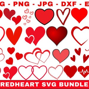 Red Heart SVG, Valentine&#39;s day svg, Red Hearts bundle, Love Svg, Heart svg, Instant Download , Lover Svg Bundle, Red Heart Png Bundle.