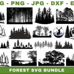 Forest SVG Bundle, Landscape SVG, Forest Silhouette, Laser cut Files,Forest Background,Tree Line SVG, Outdoor svg, Cricut svg,Palm Tree svg