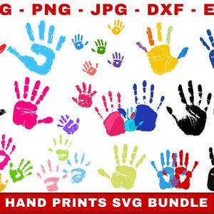 Handprint SVG Bundle, Handprint PNG Bundle, Handprint Clipart, Handprint SVG Cut Files for Cricut, Handprint Silhouette, Hand Print Svg