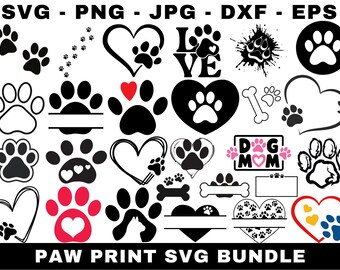 Paquete SVG de huellas de perro y gato (descarga digital)