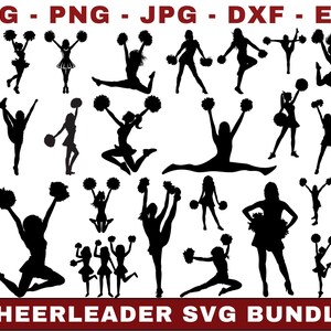 Pakiet Cheerleader SVG, Pakiet Cheerleader PNG, Clipart Cheerleader, Pliki Cheerleader SVG Cut dla Cricut, Cheer SVG, Cheerleading SVG