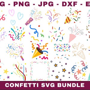 Confetti Svg Bundle, Confetti Png, Confetti Clipart, Birthday Party Svg, Confetti Dxf, Confetti, Svg Files For Cricut, Instant Download