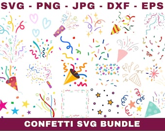 Konfetti SVG Bundle, Geburtstagsparty Clipart (digitaler Download)