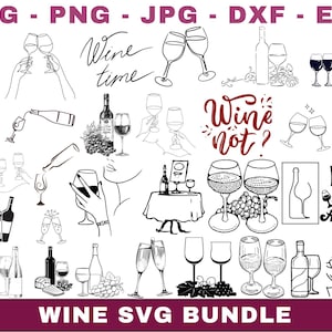 Wine SVG Bundle - Wine PNG Bundle - Wine Clipart - Wine SVG Cut Files for Cricut - Wine Glass Svg Png - Wine Drinking Svg Png - Vineyard Svg