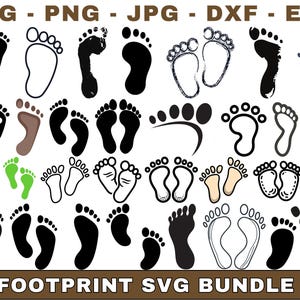 Footprints SVG Bundle, Foot Prints Png Bundle, Baby Feet SVG, Baby Footprint Svg, Feet svg, Baby Birthday Clipart, Cut Files for Cricut