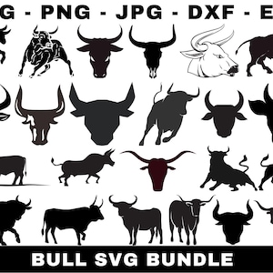 Bull SVG Bundle, Bull Clipart Bundle, Bull Cut Files, Bull Cricut, Bull Silhouette, Bull Head Svg, Farm Animal Svg, Angry Bull svg