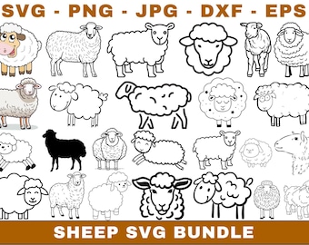 Sheep SVG Bundle, Farm Animal Vector Graphics (Digital Download)