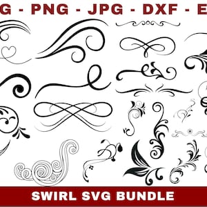 Wir SVG, Dekoracyjny Wir Clipart, Rozkwit SVG, Ozdobny Wir PNG, Elegancki Plik Cięcia Wiru, Projekt Cricut Flourish, Natychmiastowe Pobieranie