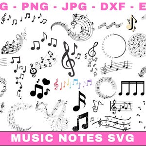 MUSIKNOTEN SVG, Musiknoten Bundle SVG, Musiknoten Clipart, Musiknoten Schnittdateien für Cricut, Musiknoten Vektor