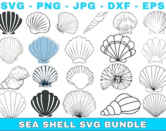 Seashell SVG Bundle, Clipart, Sea World Cut Files (Digital Download)