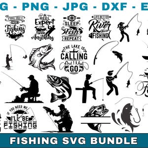 Fishing svg bundle cricut cut files free commercial use fishing png bundle for shirt fishing design bundle fisher silhouette vector clipart