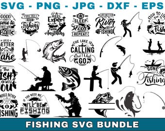 Fishing SVG Bundle | Fisherman Clipart, Cricut Cut Files (Digital Download)
