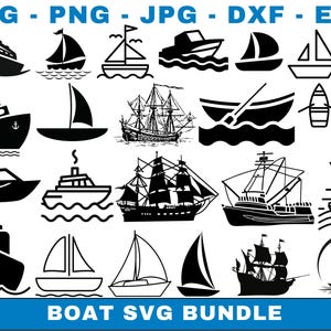 Boat SVG Bundle, Sail Boat Svg, Ship Svg, Speedboat Svg, Cruise Ship Svg, Boat PNG Bundle, Boat Clipart, Boat SVG Cut Files for Cricut