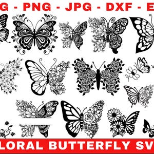 Butterfly Svg\ Floral butterfly svg\ Butterfly flower svg\ Butterfly svg file\ Floral butterfly svg\ Cutting file Cricut Silhouette
