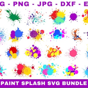 Paint Splatter SVG, Bundle, Paint Splats Svg, Paint Svg, Clipart, Vector, Ink splatter, Paint streak blob, Cut File for Cricut, Silhouette