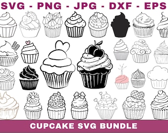 Cupcake SVG Bundle, Cake Cut File (Digital Download)