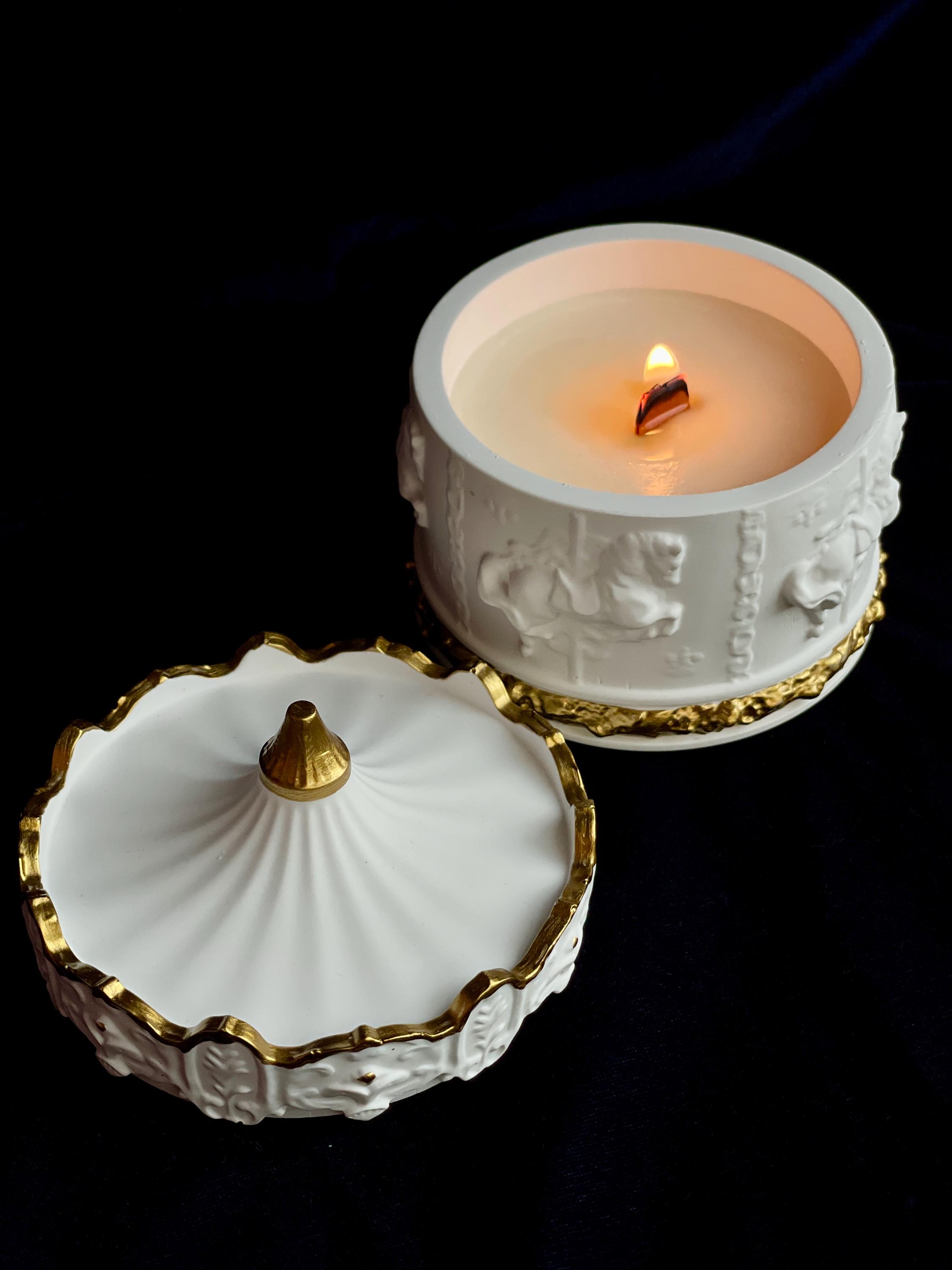 Handmade Carousel Candle – Gypsum Hand-painted Jar With Soy Wax ...