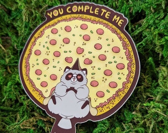 Chaps You Complete Me Pizza Raccoon Valentine's Day Sticker