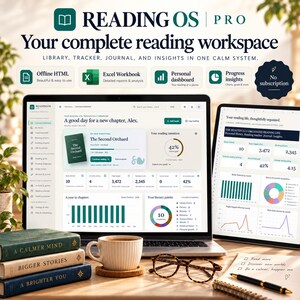 Book Tracker Spreadsheet & Offline HTML Planner | Reading Journal and Library Dashboard