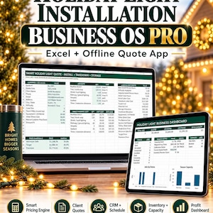 Holiday Light Installation Business OS PRO | inventory tracker| Excel + Quote App (Digital Download)