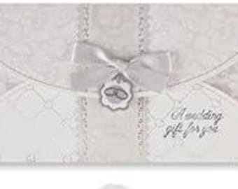 Tarjeta de monedero de lujo para el día de la boda blanca