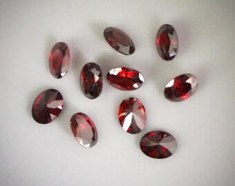 Qty 4, Garnet/Clear Oval Brilliant Faceted 8mm x 6mm Cubic Zirconia