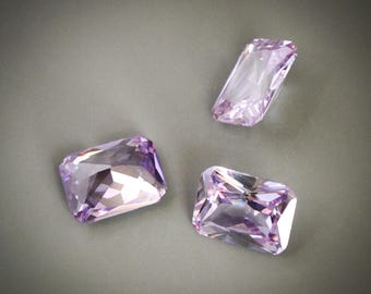 Qty 1, Emerald Cut Faceted 12 x 16 Lavendar AAA Cubic Zirconia, Metal Clay Safe to Fire