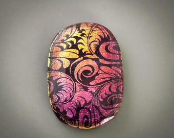 Large Multi-Layered Black Based Kiln Fused Dichroic Glass with Curled Waves of Color Shifting Floating Dimensional Color, One of a Kind