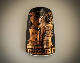 Re-Purposed Antique Greek China with Images of Greek Gods in 24k Gold Leafing Fired Into the Surface.