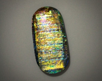 Metallic Layered Blue, Sparkling Silver Above Black Kiln Fused Dichroic Glass with Floating Dimensional Colors, One of a Kind