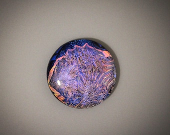 Metallic Layered Blue and Sparkling Purple Above Black Kiln Fused Dichroic Glass with Floating Dimensional Colors, One of a Kind
