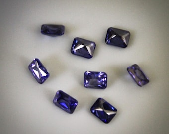 Qty 4, Beautiful Deeply Colored Tanzanite/Clear Nano Gem Radiant Cut Brilliant Faceted 9mm x 7mm