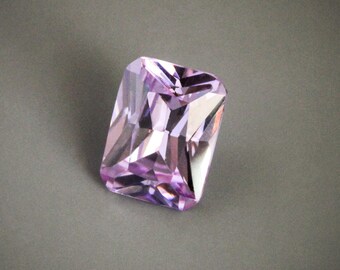 Qty 1, Emerald Cut Faceted 15 x 20 Lavendar AAA Cubic Zirconia, Metal Clay Safe to Fire