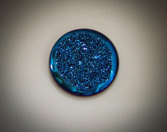30mm Titanium Coated Drusy Quartz in Deep Sea Blue